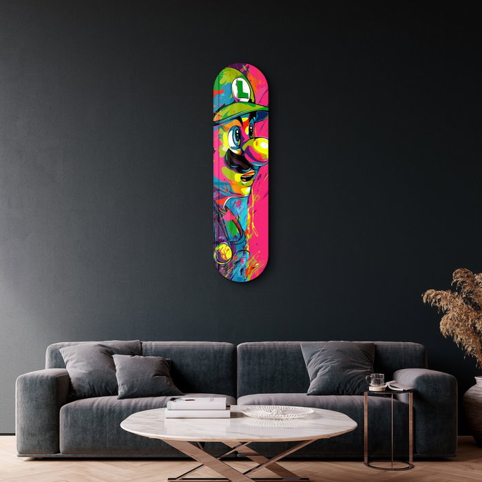 Wallity Luigi Fan Art - Pintura Decorativa de Vidrio Templado 20 x 80 cm